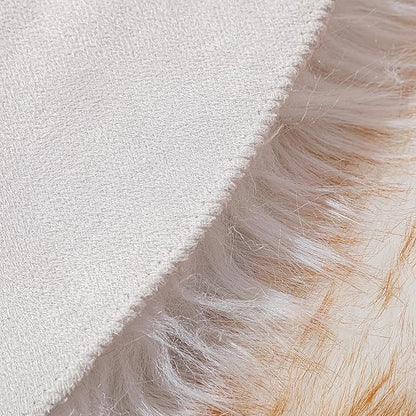 Faux Fur Rug Sheepskin Shag Fluffy Fuzzy 6x9 ft Rugs for Bedroom Bedside Bed Floor Living Room Plush Rectangle High-Density Cushion Carpet Super Sofa Cover White and Yellow