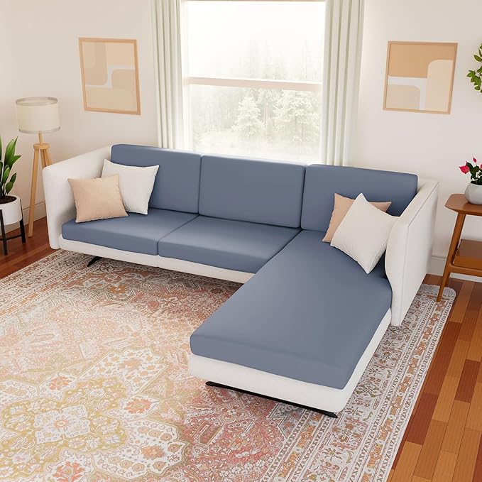 hyha Waterproof Couch Cushion Covers, Sectional Sofa Slipcovers Washable, L Shape Chaise Dog Couch Covers for Sectional Sofa, Universal Furniture Protector (1 Piece for Chaise, Grey)