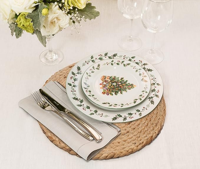 Lightnpro Natural Jute Placemat Perfect for Thanksgiving, Christmas,Fall, New Year, Handmade Placemat Set of 4- Beautiful Complement to Your Dinner Table Décor - 13 Inch