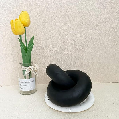 2 Link Wood Chain Link Decor, Black Wooden Knot Decor for Coffee Table Book Shelf Accents Home Console Table Decorative Items Living Room Boho Farmhouse Rustic Decoration