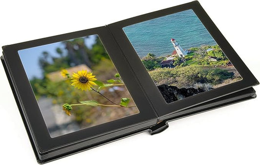 Tuscany Albums Professional Leatherette Bound Slip-in Photo Album 8x10 (10 Page), Black/Black