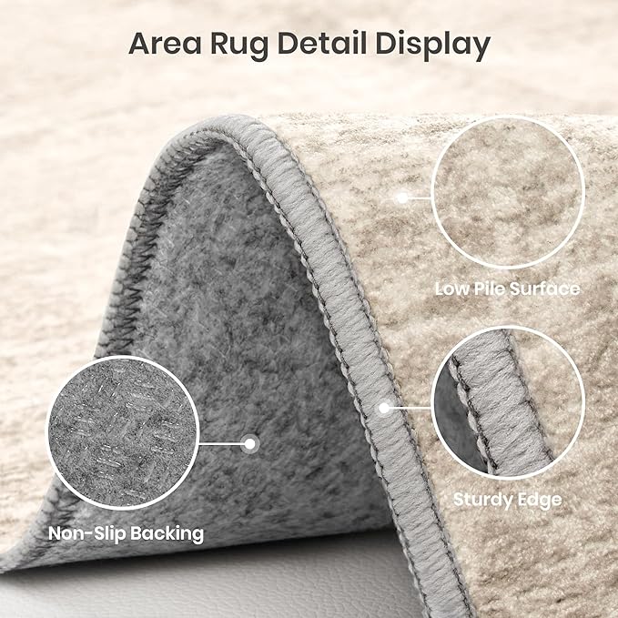 Valenrug Washable Rugs 6x9 - Non Slip 6x9 Area Rugs for Living Room, Stain Resistant Area Rugs for Bedroom, Foldable Machine Washable Area Rug(6'x9', Brown)