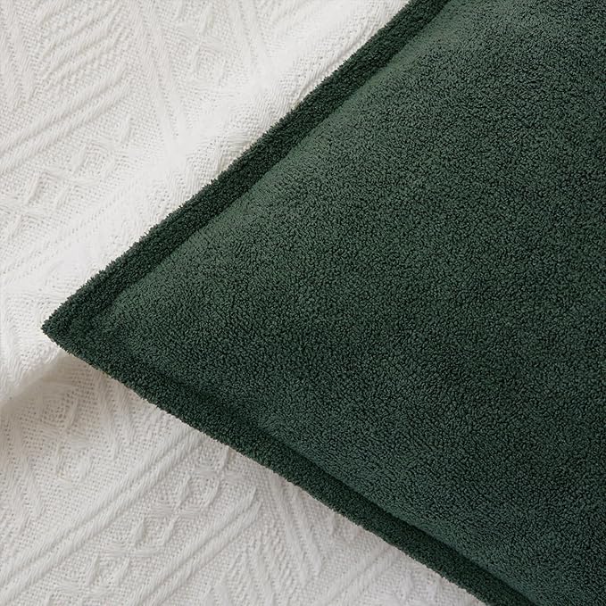 Kevin Textile Christmas Decorative Pillow Covers Dark Green 16x16 Inch Pack of 2 Soft Boucle Textured Waterproof Throw Pillowcases Accent Pillows for Couch Sofa Chair Bed Home Decor Indoor Outdoor
