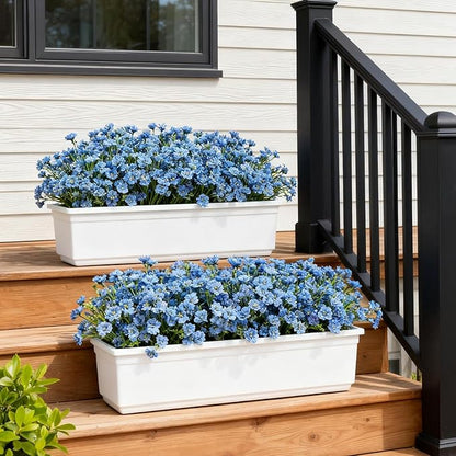 Artificial Flowers for Outdoor Faux Plants for Spring Summer Decoration, UV Resistant Realistic Silk Plastic Fake Flowers Garden Porch Patio Balcony Yard Front Home Decor, 24 Bundles