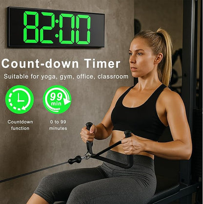 TrophyRak 16" Large Digital Wall Mount Clock, Count Down Timer, Alarm, Big LED, RGB Color, DST, Temperature for Living Room Classroom Desk, Wall, Xmas, Birthday Gift for Senior Mom Dad, Green White