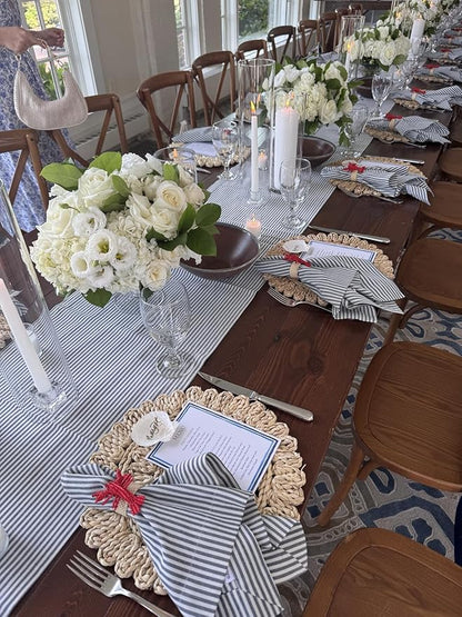 13.8" Set of 12 Round Corn Husk Placemats | Boho Wovean Rattan Table Mats | Farmhouse Wicker Spring Plate Chargers Like Water Hyacinth, Seagrass Table Mats