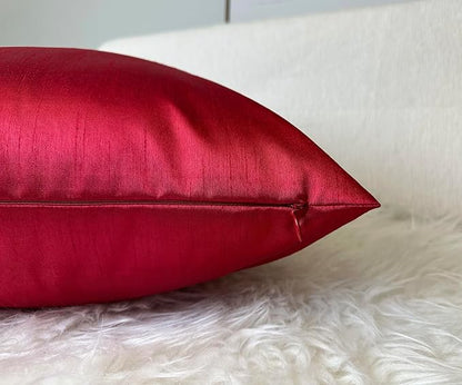 Aiking Home 24x24 Inches Faux Silk Square European Shams, Zipper Closure, Red (Set of 2)