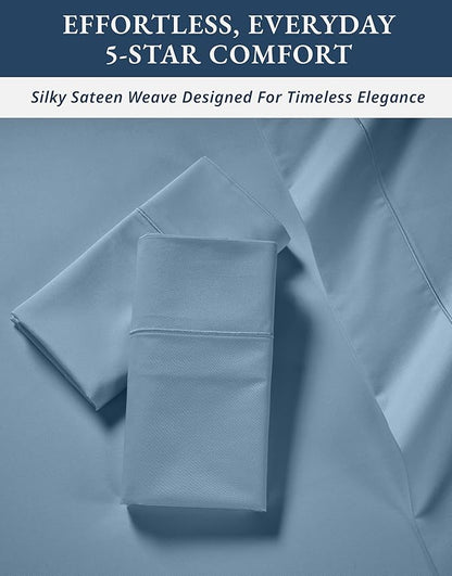 LANE LINEN Luxury Hotel Style 100% Egyptian Cotton Bed Sheets King Size, Mercerized Cotton, Sily Finish, No Pill Fade Resistant King Bedding Sheets & Pillowcases - Mountian Spring