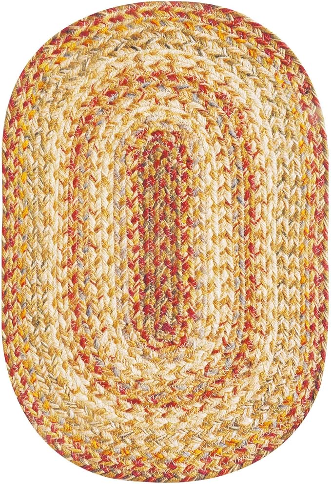 Homespice Harvest Jute Braided Placemats, Warm Country Decor, Set of 4, Multicolor 13x19 Oval Table Mats - Vibrant Colors, Durable, Easy to Clean and Protects Furniture