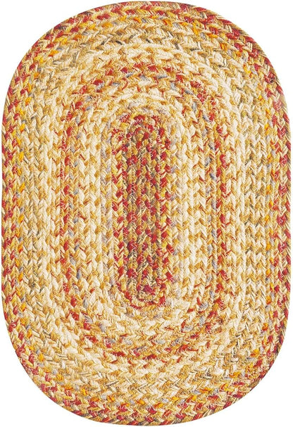 Homespice Harvest Jute Braided Placemats, Warm Country Decor, Set of 4, Multicolor 13x19 Oval Table Mats - Vibrant Colors, Durable, Easy to Clean and Protects Furniture