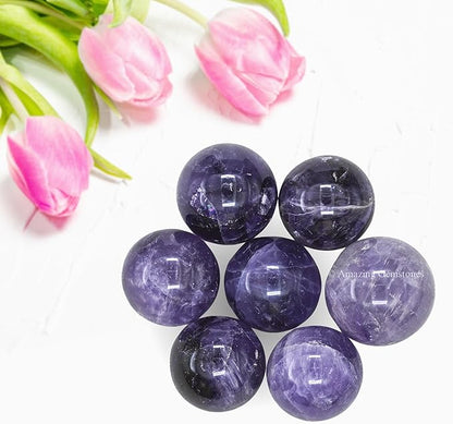 Amazing Gemstone Amethyst Crystal Ball - 1" Inches Crystal Sphere Meditation Balls for Witchcraft and Decorative Balls - Crystals and Healing Stones Beginners Gift (Pack of 1)