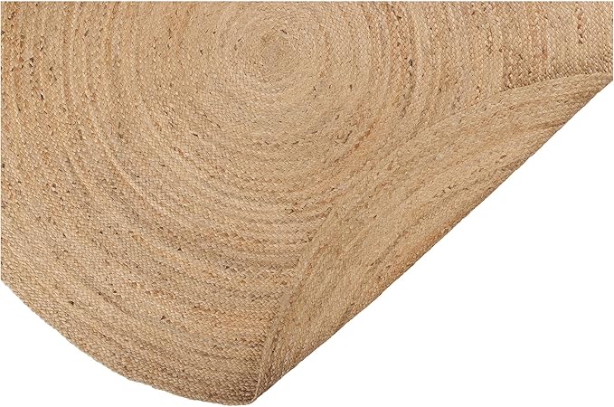 REDEARTH · Round Area Rug - Hand Woven Braided 100% Natural Jute - Artisan Made Reversible Boho Jute Rugs for Bedroom - Kitchen - Living Room - Farmhouse - Aesthetic Home Decor (8' Feet - Natural)