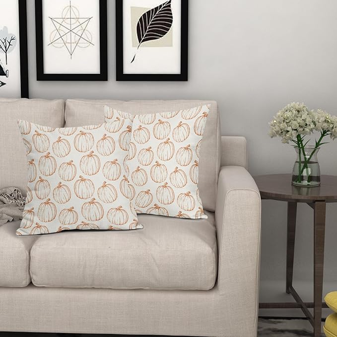 Fall Pillow Covers 20x20 Set of 2 Decorations Orange Pumpkin Throw Pillow Covers Decorative Thanksgiving Pillow Case Farmhouse Rustic Pillowcases Vintage Cozy Soft Autumn for Sofa Bed Home Decor