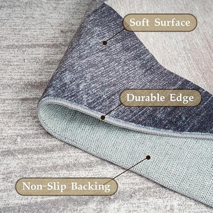 HOMFINE Washable Modern Area Rug - Geometry Style 5x7 Rugs for Living Room, Bedroom, Machine Washable Rug Soft Non Slip Non Shedding Area Rug - Green, 5'x7'