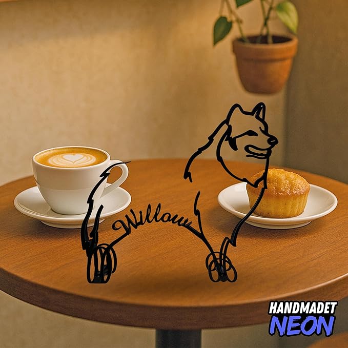 Personalized Samoyed Dog Minimalist Sculpture, Custom Pet Name Metal Desk Decor, Decorative Aesthetic Table Sign Gifts For Dogs Lovers, Kids Room, Home Office Decorations