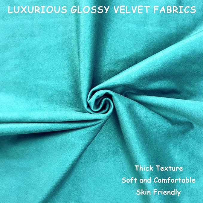 2 Pack 18x18 Pillow Cover Velvet Pillow Covers, Square Throw Pillow Covers for Living Room Decorations Throw Pillow Case, Throw Pillow Cover Cushion Cover for Sofa Bedroom Car, Turquoise Velvet