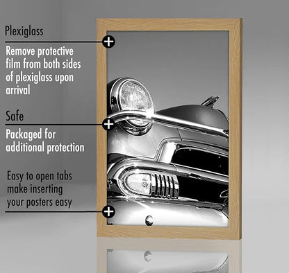 Americanflat 12x18 Poster Frame with Polished Plexiglass - Wide Picture Frames Made of Engineered Wood for Vertical or Horizontal Wall Display - Epic Collection - Pine