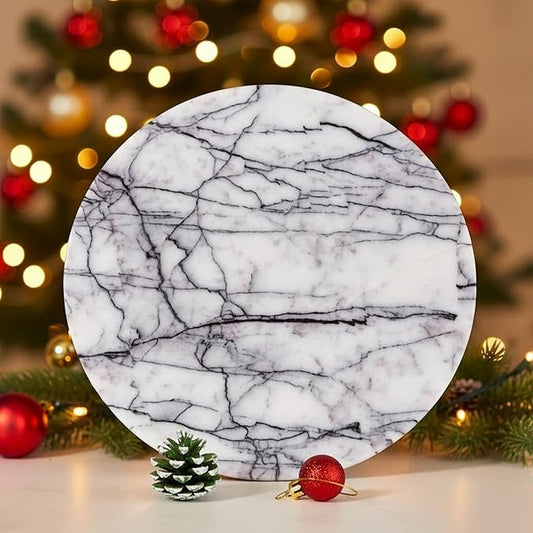 Handcrafted Marble Tray – Bathroom Counter Organizer, Jewelry Tray, Perfume Organizer & Decorative Tray for Vanity Accessories, Coffee Table Decor & Bathroom Countertop, Stone Trays (Round, Leilac)