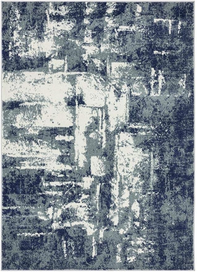 LUXE WEAVERS Hampstead Abstract Area Rug - Medium Pile, Modern Area Rug, Blue / 4 x 5