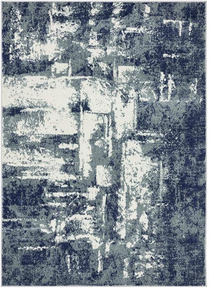 LUXE WEAVERS Hampstead Abstract Area Rug - Medium Pile, Modern Area Rug, Blue / 4 x 5