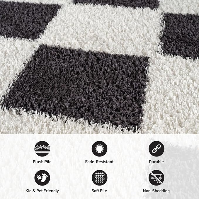 Rugshop Diamond Wave Pattern Shag Area Rug Anthracite Dark Gray 5' x 7' Great for Bedrooms, Living Rooms, or Under Coffee Tables