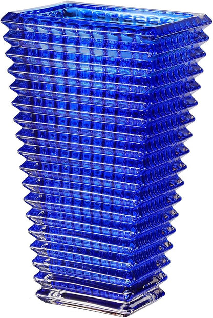 MCMCNCUIU Crystal Glass Vase, Large Crystal Vases for Flowers, Large Flower Vase, Blue Modern Vases for Living Room, Bedroom, Kitchen, Dining Table, Mantle, Wedding, 11 Inches
