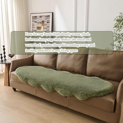 1700GSM Fuzzy Faux Sheepskin Fur Area Rug,Extra Soft Faux Fur Mat,Fluffy Shaggy Fur Rug for Bedroom Living Bedside Rug Room Decor-Sage Green, 4 x6 ft