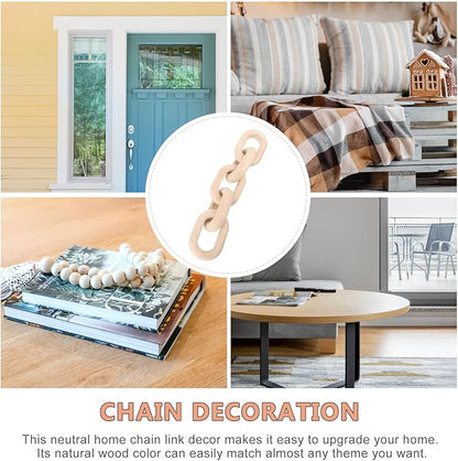 OSOLADY Wood Chain Link Decor: 5-Link Decorative Wooden Chain - Aesthetic Home Decor for Farmhouse Bookshelf Coffee Table Living Room Racks Cabinet