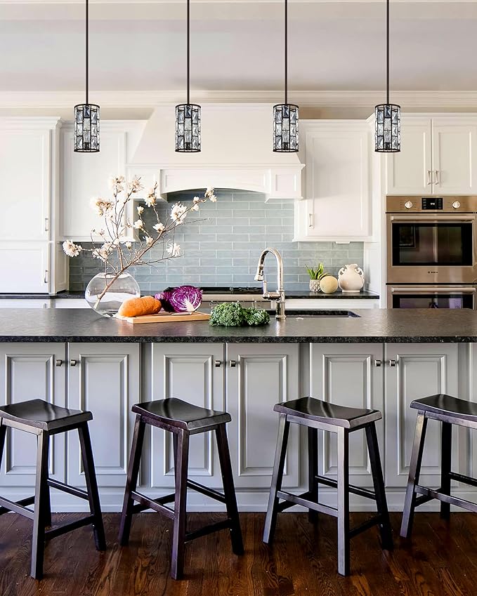 Doraimi Lighting 3 Pack 1 Light Hanging Kitchen Island 5.5" Crystal Modern Pendant Light Fixture,Brushed Nickel Finish with Crystal Shade for Bar,Dining Room,Corridor,Living Room Over Sink