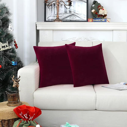 Jeneoo Set of 1 Comfy Soft Thick Velvet Throw Pillow Covers for Sofa Couch Decorative Solid Lumbar Cushion Cases for Bedroom Car (14 x 36 Inches, Burgundy Red)