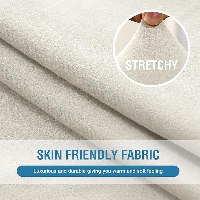 H.VERSAILTEX Fleece Couch Cushion Covers Stretch Couch Covers for 3 Cushion Couch Sofa Thick and Soft Couch Covers Washable (3 Piece Sofa Cushion Cover, Pale Oak)