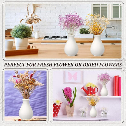 Tioncy 15 Pack White Ceramic Bud Vases Bulk Christmas Decoration 3.9 Inch Boho Small Flower Ceramic Vases for Centerpieces for Dry Flowers Pampas Garss Home Wedding Table Decor(Classic)
