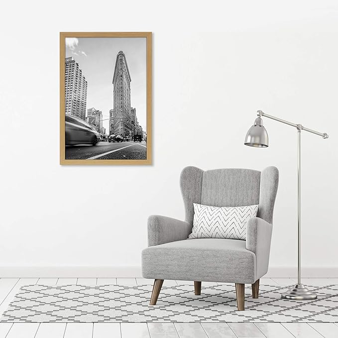 Americanflat 24x36 Poster Frame with Polished Plexiglass - Wide Picture Frames Made of Engineered Wood for Vertical or Horizontal Wall Display - Epic Collection - Pine