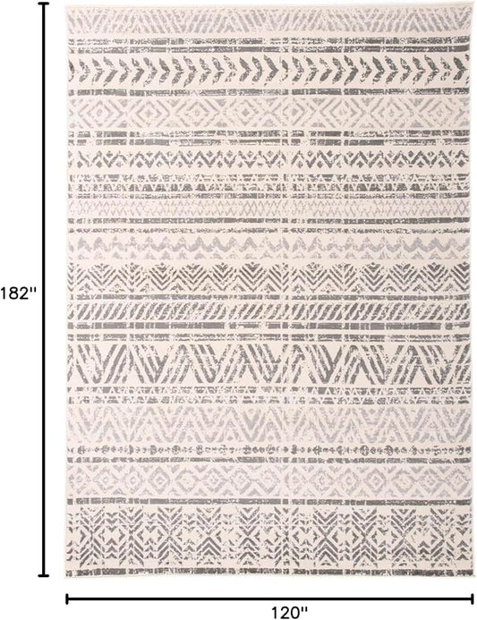 Rugshop Geometric Boho Area Rug – Gray Tribal Pattern, Perfect for Living Room, Bedroom, Dining Room, 4' x 6'