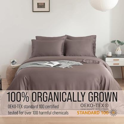 Bella Coterie 6 Piece Luxury Bamboo Viscose King Size Sheet Set | 100% Organically Grown | Cooling for Hot Sleepers | 18" Deep Pocket | Soft & Hypoallergenic | 4 Pillowcases [Mocha]
