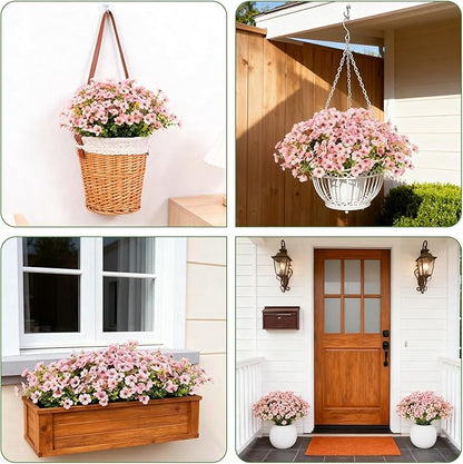 Artificial Flowers for Outdoor Indoor Realistic Faux Flower Spring Summer Garden Home Decoration, Hanging Daisy Flower with Eucalyptus Leaves Fake Plants Greenery Balcony Porch Patio Front Door Decor