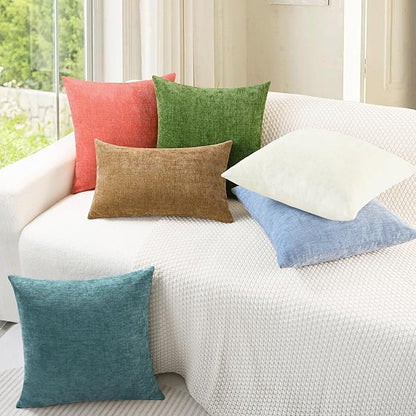 CaliTime Throw Pillow Covers Decorative 26 X 26 Inches Pack of 2 Cozy Chenille Cushion Cases for Couch Sofa Bed Living Room Home Forest Green