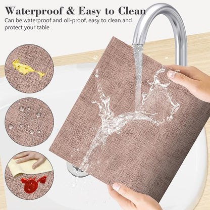 Faux Leather Placemats Set of 6,Heat Resistant Placemats for Dining Table, Easy Clean Non-Slip Place Mats, Waterproof Stain Resistant Wipeable Washable PU Table Mats, (Pink)