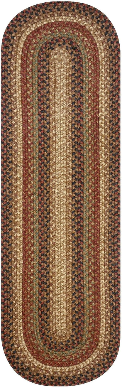 Homespice Gingerbread Jute Braided Table Runner, Warm Country Decor, Set of 2, Brown Oval 8x28 - Rich Colors, Easy to Clean, Durable and Protects Furniture