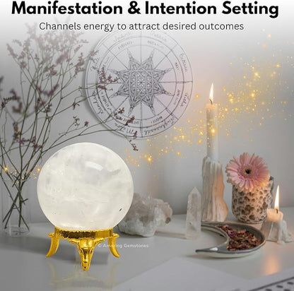 Amazing Gemstone Clear Quartz Crystal Ball with Stand - 1.5 Inches Crystal Sphere Meditation Balls for Witchcraft and Decorative Balls