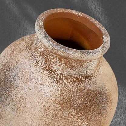Ceramic Rustic Farmhouse Vase | 6 Inch Pottery Decorative Flower for Home Decor | Boho Vase | Terracotta for Table, Living Room, Bathroom Decoration, Shelf Decor, Mantel, Terra