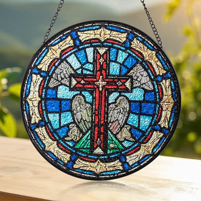 Sun Catcher Stained Glass Window Hanging 8 inch Suncatcher Wall Art Home Decor Sun Catchers Decoration for Garden Home Housewarming Gifts