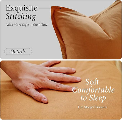 Simple&Opulence Linen Euro Sham Covers Set of 2, 26x26 Decorative Cotton Flax Blend Throw Pillow Cover Farmhouse Pillow Shams for Chair Couch Sofa Bedroom Living Room Home Decor,Rust