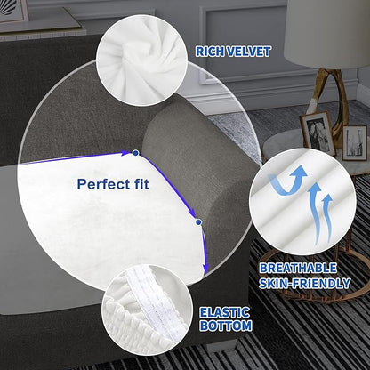 MAXIJIN Velvet Stretch Cushion Cover Fitted Couch Cushion Slipcovers 1 Pack Arm Chair Seat Individual Cushions Sofa Chair with Elastic Bottom (1 Piece Seat Cover, White)