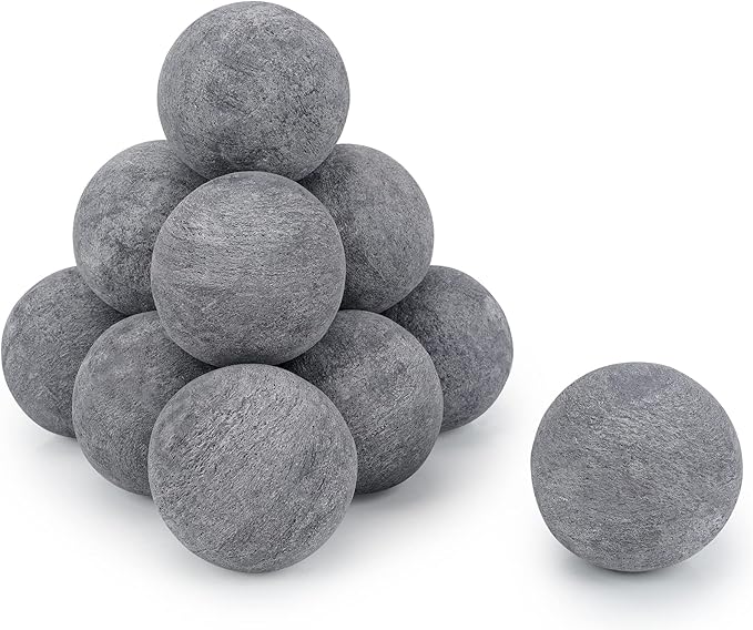 Stanbroil Ceramic Balls - 4” Round Fire Stones for Fire Pit Fire Bowl and Fireplace - Set of 12, Gray