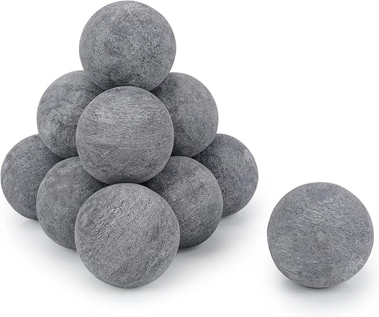 Stanbroil Ceramic Balls - 4” Round Fire Stones for Fire Pit Fire Bowl and Fireplace - Set of 12, Gray