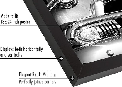 Americanflat 18x24 Poster Frame with Polished Plexiglass - Black Picture Frame - Wide Photo Frames Made of Engineered Wood for Vertical or Horizontal Wall Display - Epic Collection - Black