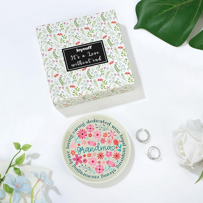 JoycuFF Grandma Gifts for Birthday Christmas Mother's Day Jewelry Dish Tray Grandmother Birthday Gifts from Granddaughter Grandson