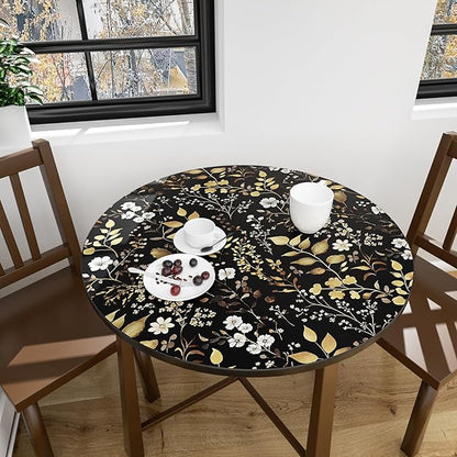 Boho Wallpaper Peel and Stick Dark Floral Wallpaper 17.5in x393in Vintage Leaf Contact Paper Vinyl Waterproof Self Adhesive Golden Leaf Botanical Wall Paper for Cabinet Table Drawer Decor