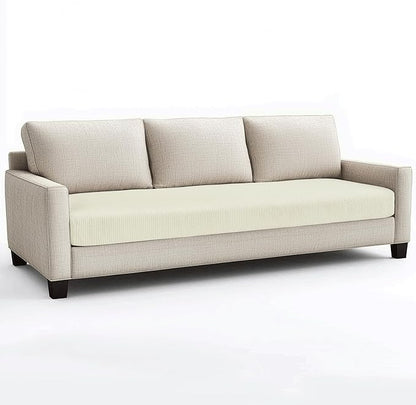 CHUN YI Stretch Couch Cushion Cover Suitable for 3 Settee, Individual Replacement Sofa Seat Slipcover with Elastic Spandex Jacquard Fabric(Large,Ivory White/Cream)